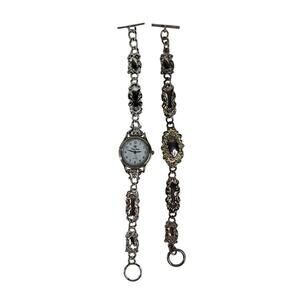 UNTESTED Premier Designs Watch Bracelet Set Of 2 Women Silver Tone Quartz Toggle